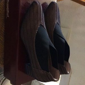 Bryce black shiny scale print suede heels …